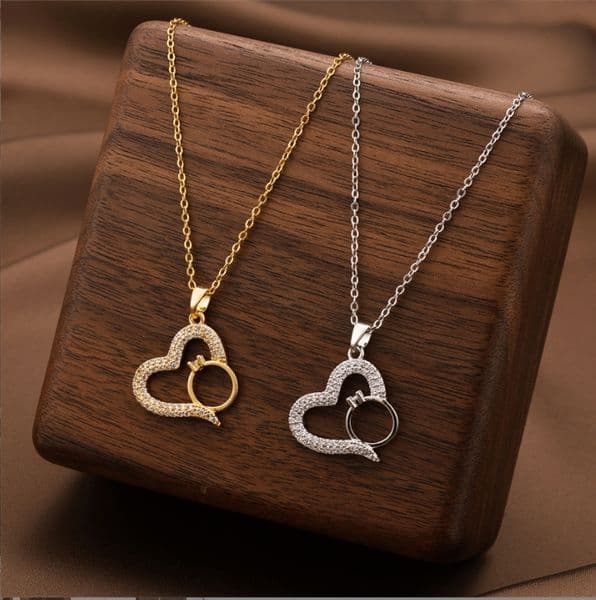 Jewelry woman love Diamond designer jewelry 18k gold gild silver chain stainless steel jewlery Casual Festival heart luxury necklace gift