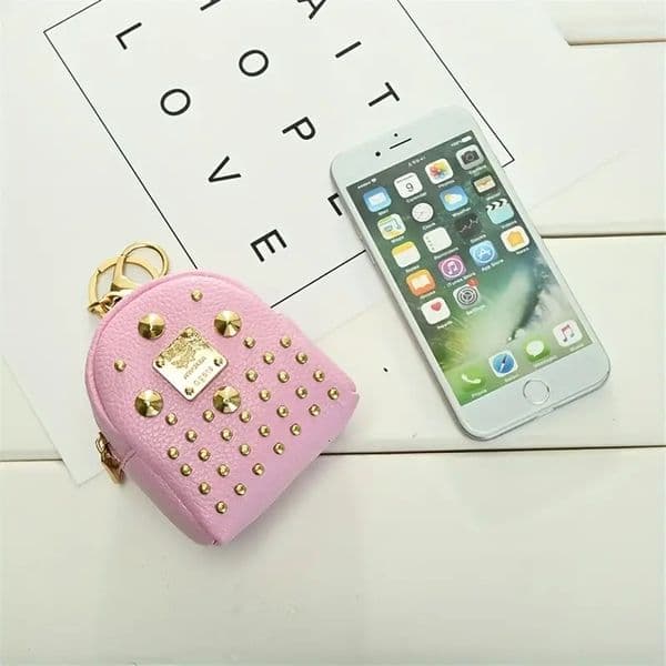 New Women s Fashion Mini Coin Wallet Rivet Decorative Storage Bag Portable trend trend Designer Handbag