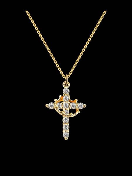 Designer Jewellery High Quality Cross Crown Pendant Choker Necklace for Individuals Holiday Christmas Gift Textured Fashion Jewelry Accessory