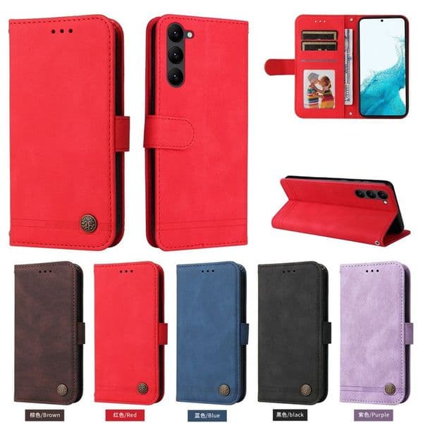 S26 Pro Business Leather Wallet Cases For Samsung S25 Edge S24 FE S23 Ultra Plus A36 A26 A56 A16 A06 M35 A55 A05 A05S Hand Feeling Skin ID Card Slot Holder Flip