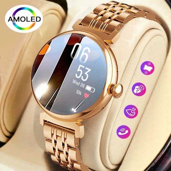 1.04-inch AMOLED screen fashionable womens smartwatch screen always displays BT call smart watch metal body small screen watch T241213