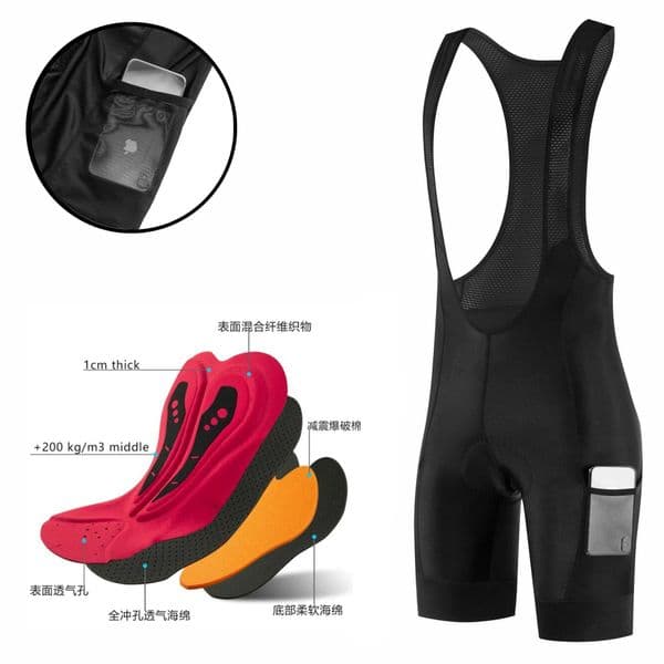 Fualrny Cycling Bib Shorts 5D Gel Pad Mountain Bike Shorts Bretelle Pockets Outdoor Breathable UPF50+ Bike Tight Bicycle ShortsXJ241214