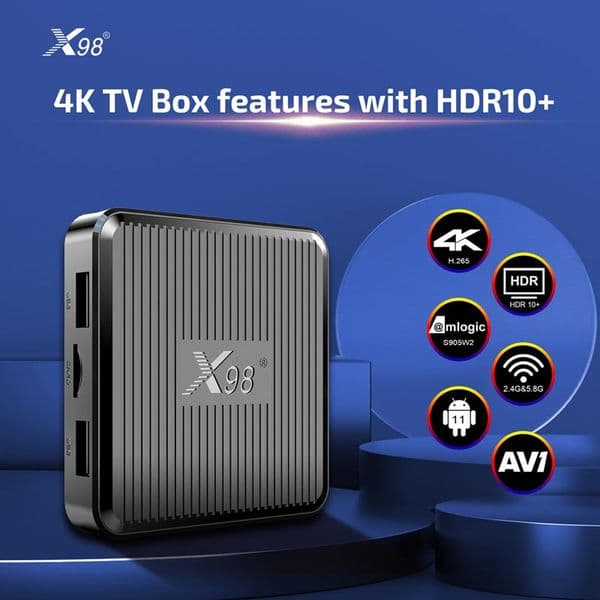 X98Q Android 11.0 TV Box Amlogic S905W2 4K Ultra HD Smart Set-Top Box 2.4G&5G Dual-Band WiFi Support Bluetooth Media Player