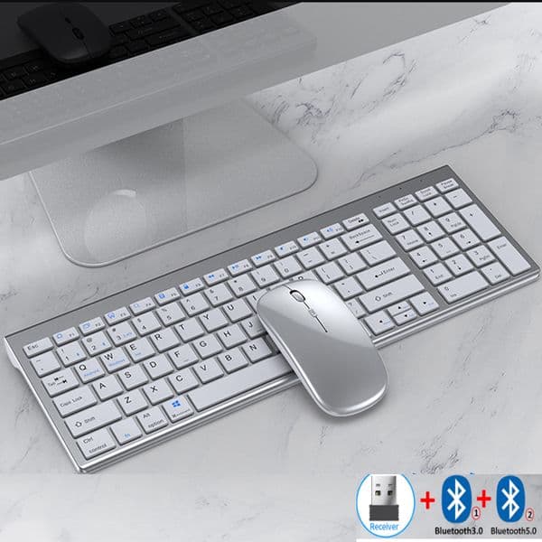Compact Bluetooth Keyboard and Mouse Pair Long Lasting Charge, Perfect for Home Office Use