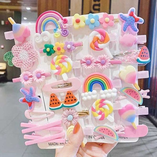 10Pcs New Fruit Ice Baby Harmless Hair Clip Korean Animal Forehead Fragmented Hair Childrens Duckbill ClipXJ241217