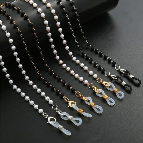 Fashion Reading Glasses Chain Pearl Flower Hanging Rope Anti loss Womens Sunglasses 241212