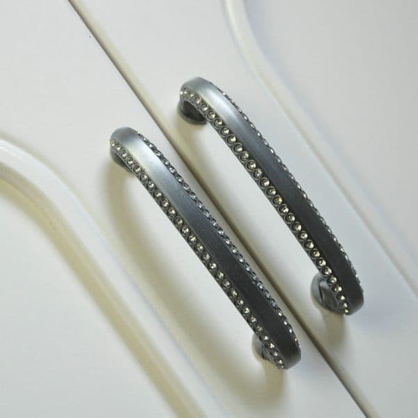 128mm Retro rhinestone furniture handles3.8"Antique iron dresser cabinet door pulls 5"Glass crystal drop rings drawer knobs 96mm
