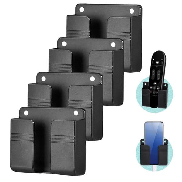 1-4pcs Wall Mounted Storage Box Multifunction Punch Free Organizer TV Remote Control DIY 2025 Mobile Phone Plug Charging Holder Stand