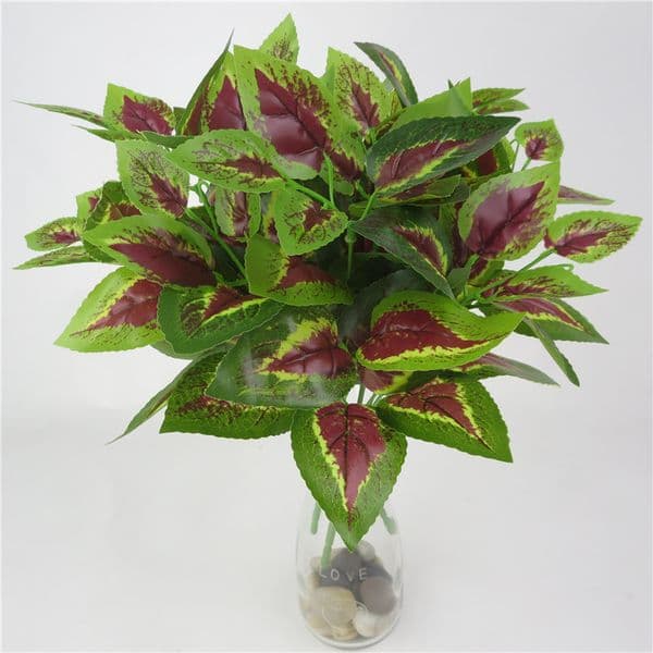 35cm Basil Leaves Artificial Flowers Green Leaf Plants Bonsai Fence Accessories Wedding Outdoor Decorations 2pcs