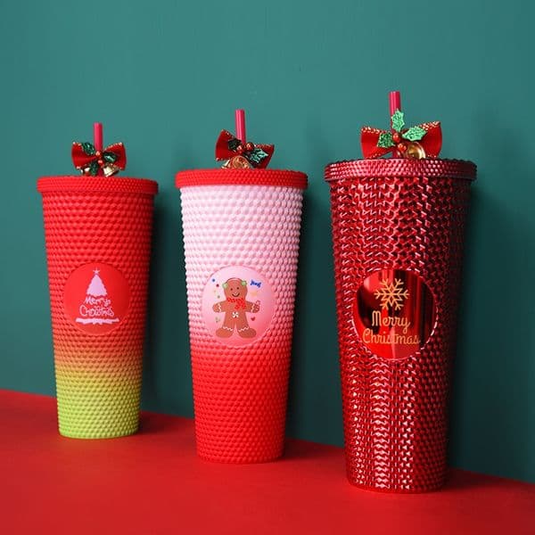 24oz plastic iced coffee tumbler clear reusable party cup with lid straw for cold drink outdoor