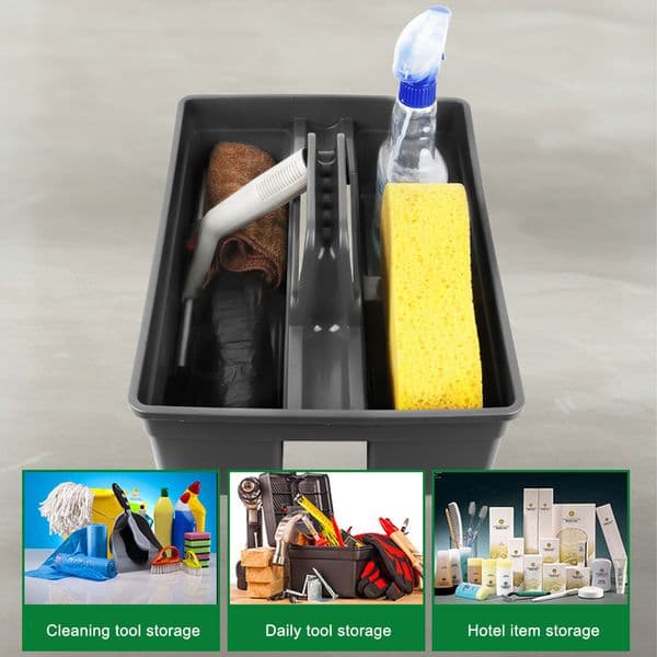 Black Portable Plastic Storage Tray Tote For Neat And Tidy Workspaces Easy To Carry Multiuse Caddies