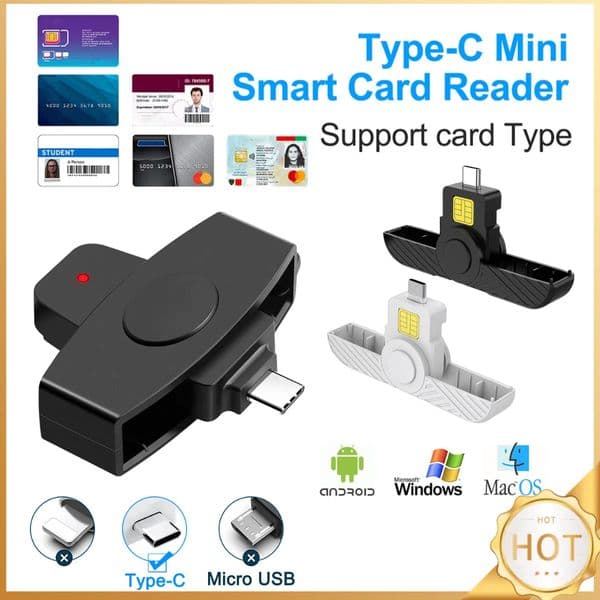 USB type C Smart Card Reader Portable Card Reader Adapter For Citizen Bank EMV SD Card External for Windows for Mac/Android OS