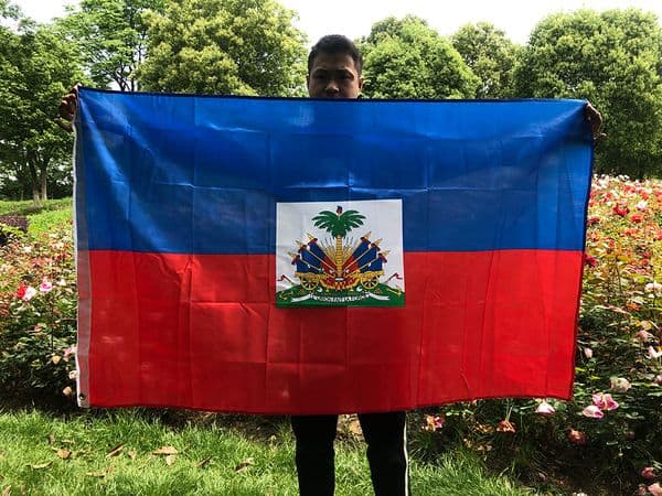 SKY FLAG Free shipping Haiti Flag 90x150cm hanging Polyester blue red 2 Sides Printed National Flag Haiti Sports banner