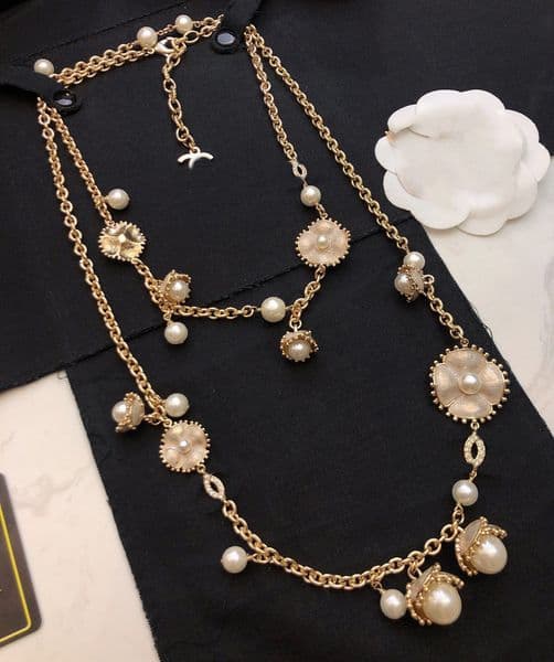 Brand Designer Pendants Gold Plated Necklaces Crystal Pearl Titanium Letter C Pendant Necklace Sweater Chain Jewelry Accessories hain ccity df654