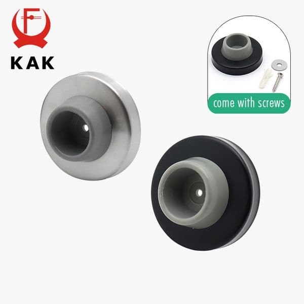 KAK Silicone Rubber Door Stopper Anti-collision Wall Protector Black Door Damper Buffer Glass Door Stainless Steel Door Hardware