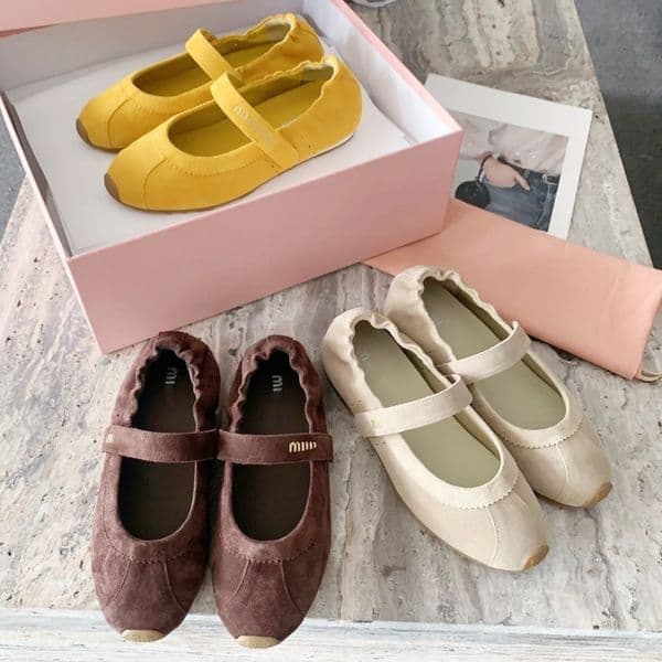 Womens Ballerina mary jane shoe Designer moccasin Shoe Luxury suede leather Dress Ballet Flat Shoes Fashion Lady Loafers Casual promdress Dance walk outdoor shoes