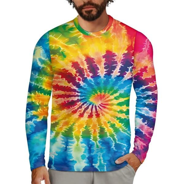 Colorful Tie Dye 3D Print TShirts Men Women Round Neck Long Sleeve T Shirt Streetwear Harajuku Pullovers Tees Tops Kid Clothing 241220