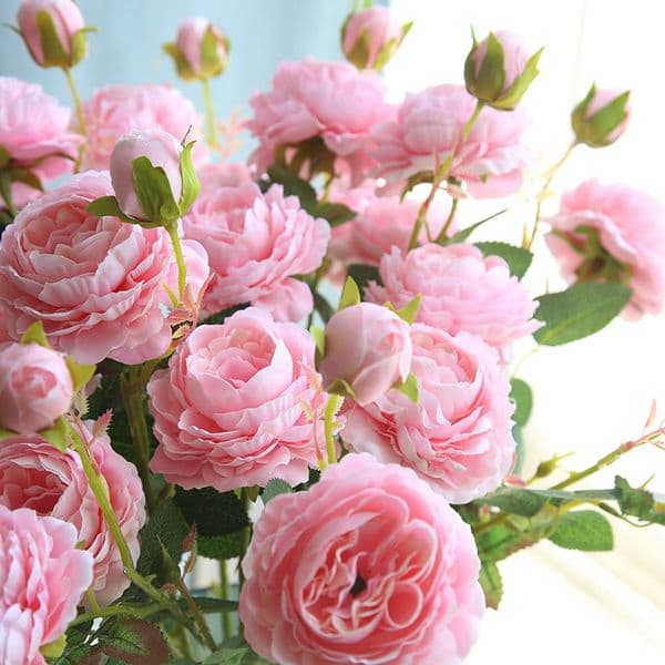 Western rose European-style Core 3-head foreign peony artificial flower factory home decoration wedding Wall fake flower MW51010