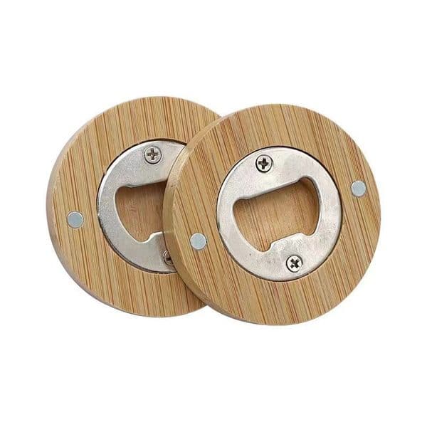 Beer Bottle Opener Magnetic Fridge Magnet Round Bamboo Openers Refrigerator Magnet Home Bar Kitchens Tools