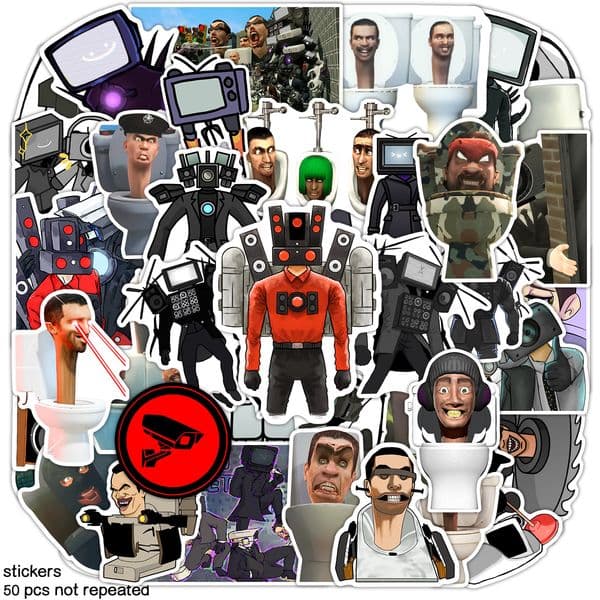50pcs/lot Toilet Man vs Surveillance Man Decales Sound Man Game Peripheral Sticker