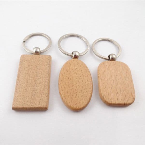 Blank Wooden Key Chain Wood Keychain Key Ring Key Tags Assorted Shape Rounded Rectangle Heart Shaped Laser Engraving Party Favor Gift EW0309