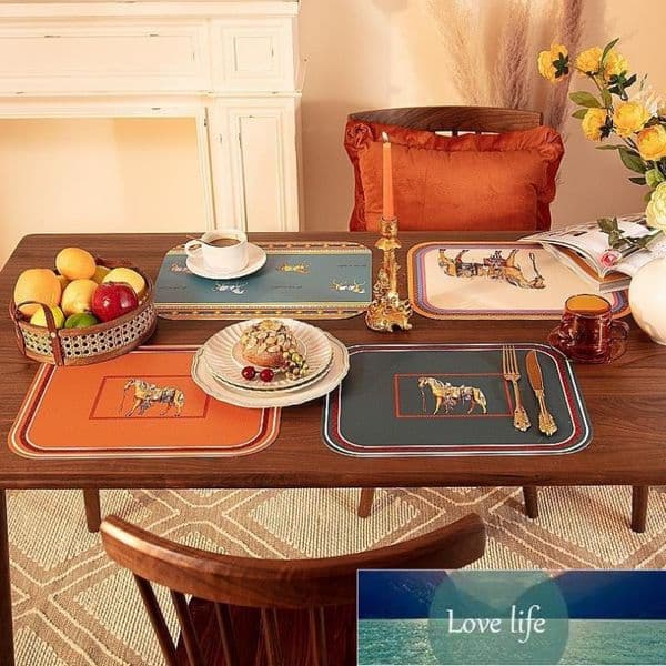 Simple leather placemat, PVC waterproof and oil proof table mat, disposable anti scald Western style placemat, household goods