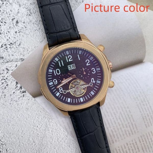 Pate 2025 New luxury mens watches Five stitches series tourbillon automatic Mechanical watch high quality Top luxury brand Wristwatch Steel And leather strap