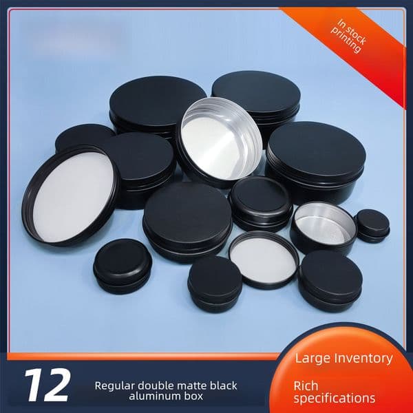 Spot Black Aluminum Box Aluminum Can Round Thread Cosmetic Metal Aluminum Box Face Cream Box Can Aluminum Can Fragrant Paste Can