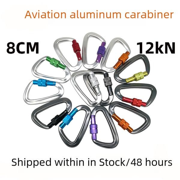 Spot 12KN8CMD type mountaineering buckle 7075 aviation aluminum alloy hand lock mountaineering hook D-shaped mountain climbing hammock hook