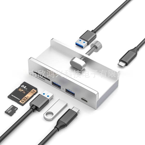 USB3.0hub docking station hub aluminum alloy snap-on MAC laptop desktop computer card reader SDTF