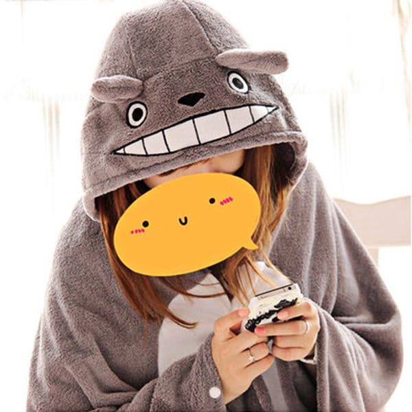 Factory direct Homestead shawl Totoro shawl Cape flannel cartoon shawl lazy blanket office blanket