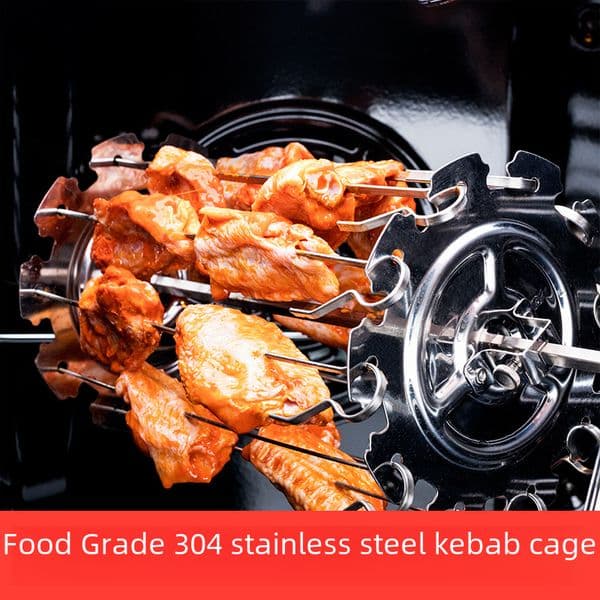 Zhongnuo BBQ Electric Oven Skewers Baking Cage Air Fryer Accessories 304 Stainless Steel Rotating Baking Cage Tools