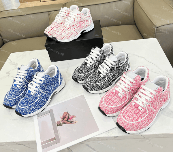 Tweed Sneakers Designer Trainers Casual Shoes Mesh Sneaker Luxury Calfskin Women Running Sneakers Shoe Skate Shoes