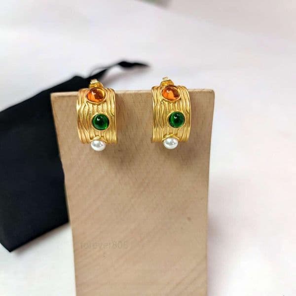 Stud luxury CELIbrand palace designer earrings women 18k gold geometry colorful stone vintage oorbellen brincos aretes earings earring ear rings jewelry