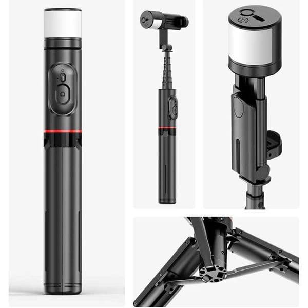 Selfie Stick Tripod with Fill Light Lamp for Vlogging Wireless Bluetooth Remote Control Selfie Rod for iPhone 14 13 12 SamsungM240719