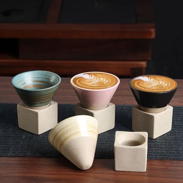 Japanese Style Tea Kiln Transformation Ceramic Coffee Mug Espresso Cup Kung Fu Retro Crude Pottery Tapered Wine Drinkware 240729