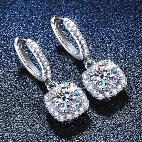 Fine Jewelry Women Luxury White Gold Plated 925 Sterling Silver Iced Out VVS D Color Moissanite Diamond Earrings For Girls Womenn