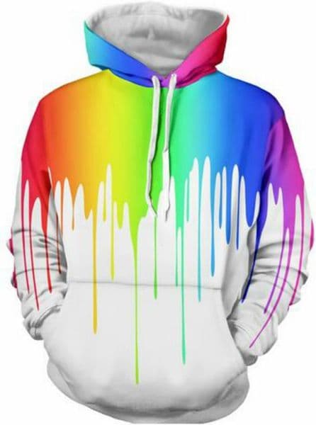 Hoodie for Mens Womens Mens 3D Printed Rainbow Watercolor Paint Long Sleeve Hoodie Pullover Sweatshirt Graphic Hoodies sweatshirt color