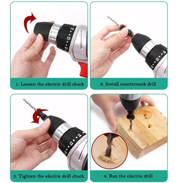 Good Price 5pcs Countersink Drill Woodworking Drill Bit Set Drilling Pilot Holes for Screw Sizes #5 #6 #8 #10 #12