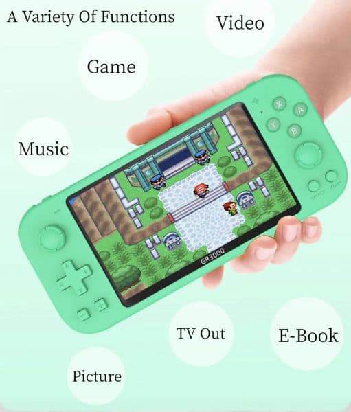 GR3000 handheld game players 5 inch Screen Retro Game Console 8GB No Repeat 2500 Free Games For PS1/MAME/Arcade Video Gaming
