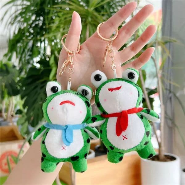 Kawaii Green Cute Little Frog Creative Plush Bag Pendant Cartoon Doll Keychain Personality Pendant