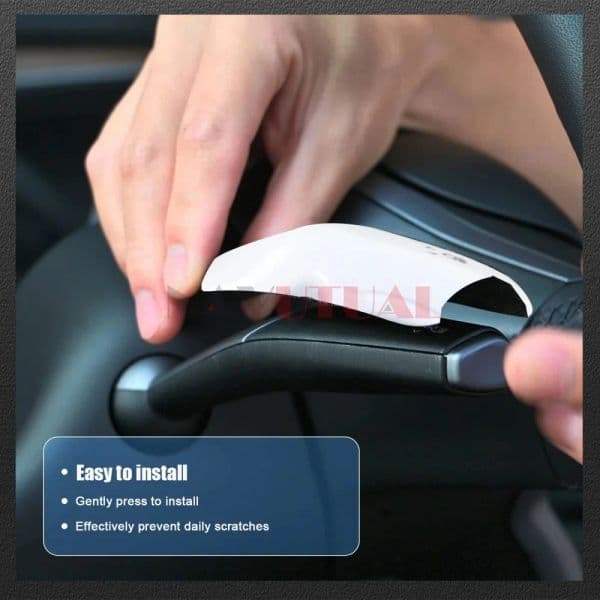 White Steering Wheel Column Cover for Tesla Model 3 Model Y Car Shift Paddle Decorative Cover Gear Lever Interior Protection