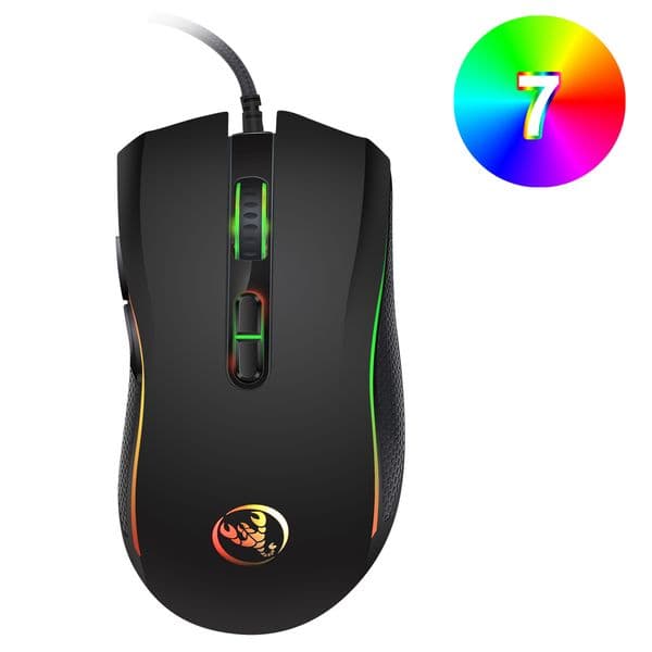2024 New Optical Professional Gaming Mouse 7 Bright Colors LED Backlit and Ergonomics Design 3200 DPI For PS5 LOL CS Gamer
