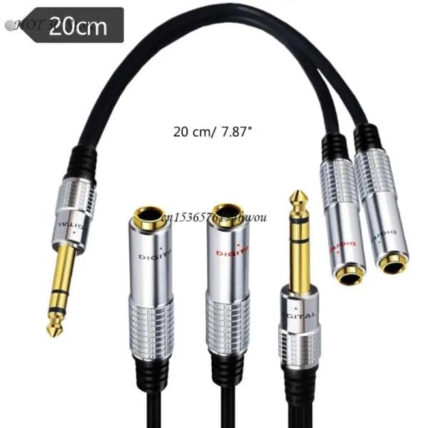 1/4 inch TRS Stereo Y-Splitter Insert Cable, 1/4 Inch Male to Dual 1/4inch(6.35mm) Female TS-Mono Cable