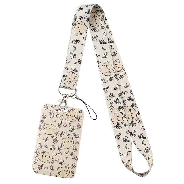 Cute Cat and Flowers Neck Straps Lanyards for Keys ID Card Passport Gym USB Badge Holder DIY Hanging Rope Phone Accessories