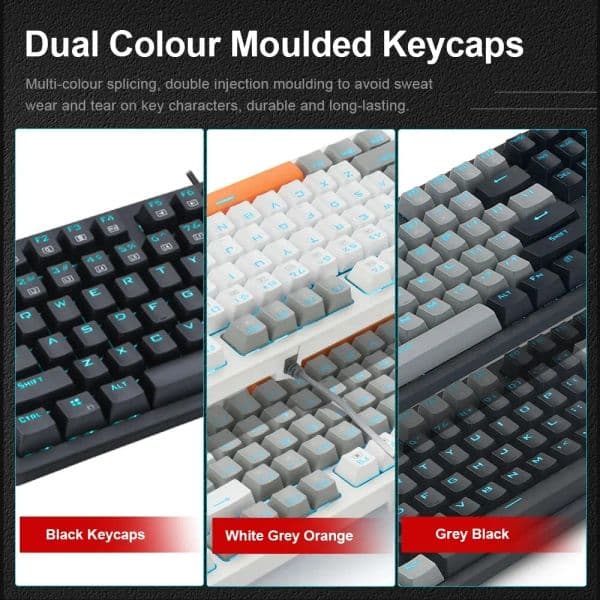 E-YOOSO K620 USB Mechanical Gaming Keyboard Wired Blue Red Switch Monochrome LED Backlit 87 Key for Compute Laptop PC