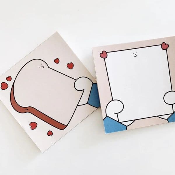 Ins Korean Love Toast In Hand Memo Pad Cute Mini Notepad Decorative Note Paper Office Message Paper School Stationery 50 Sheets
