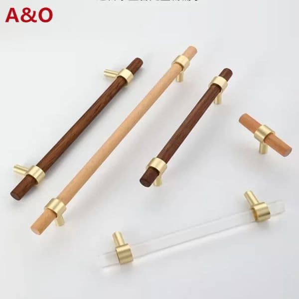 Handles Drawer Cabinet Furniture Kitchen Handles for Cabinet Knob Door Drawer Furniture Kitchen Golden Transparent Crystal Wood