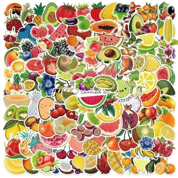 Kawaii Bubble Tea Stickers Pack 200pcs Water Bottles Waterproof Matte Fruit Food Decals Stickers for Adults Kids Teens Laptop