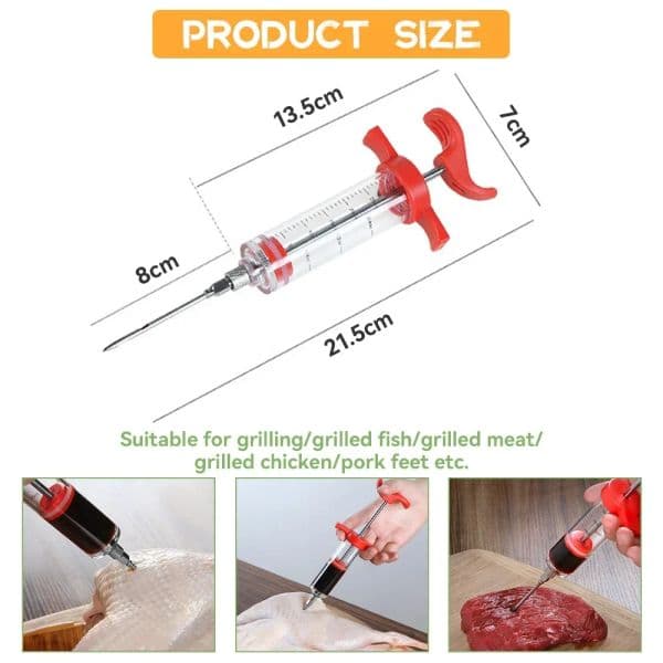 Towayer Hot Selling BBQ Meat Syringe Marinade Injector Turkey Chicken Flavor Syringe Kitchen Cooking Syinge Accessories